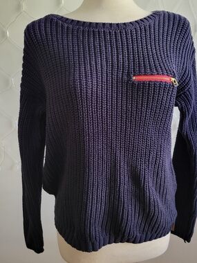 Navy Blue Pullover Sweater By Tommy Hilfiger • Single Pocket • Size Medium